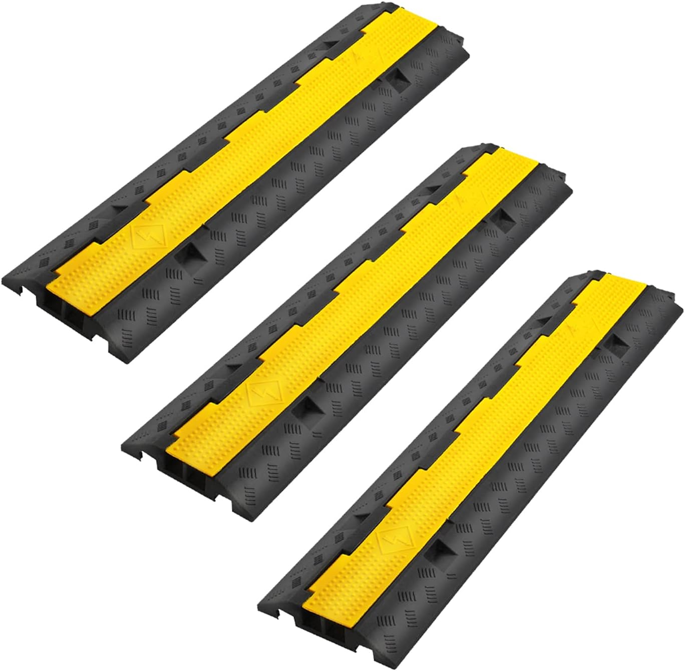 Rubber Cable Protector, 2 Channel Driveway Speed Bumps, Heavy-Duty Cord Cover N280