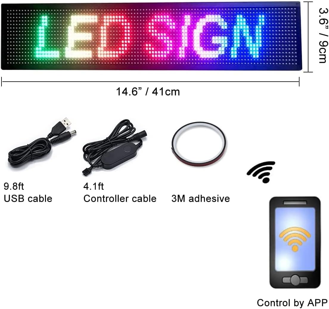 USB 5V LED Scrolling Message Sign, Soft Screen, 14.6''x3.6'', Pack of 2 M71241