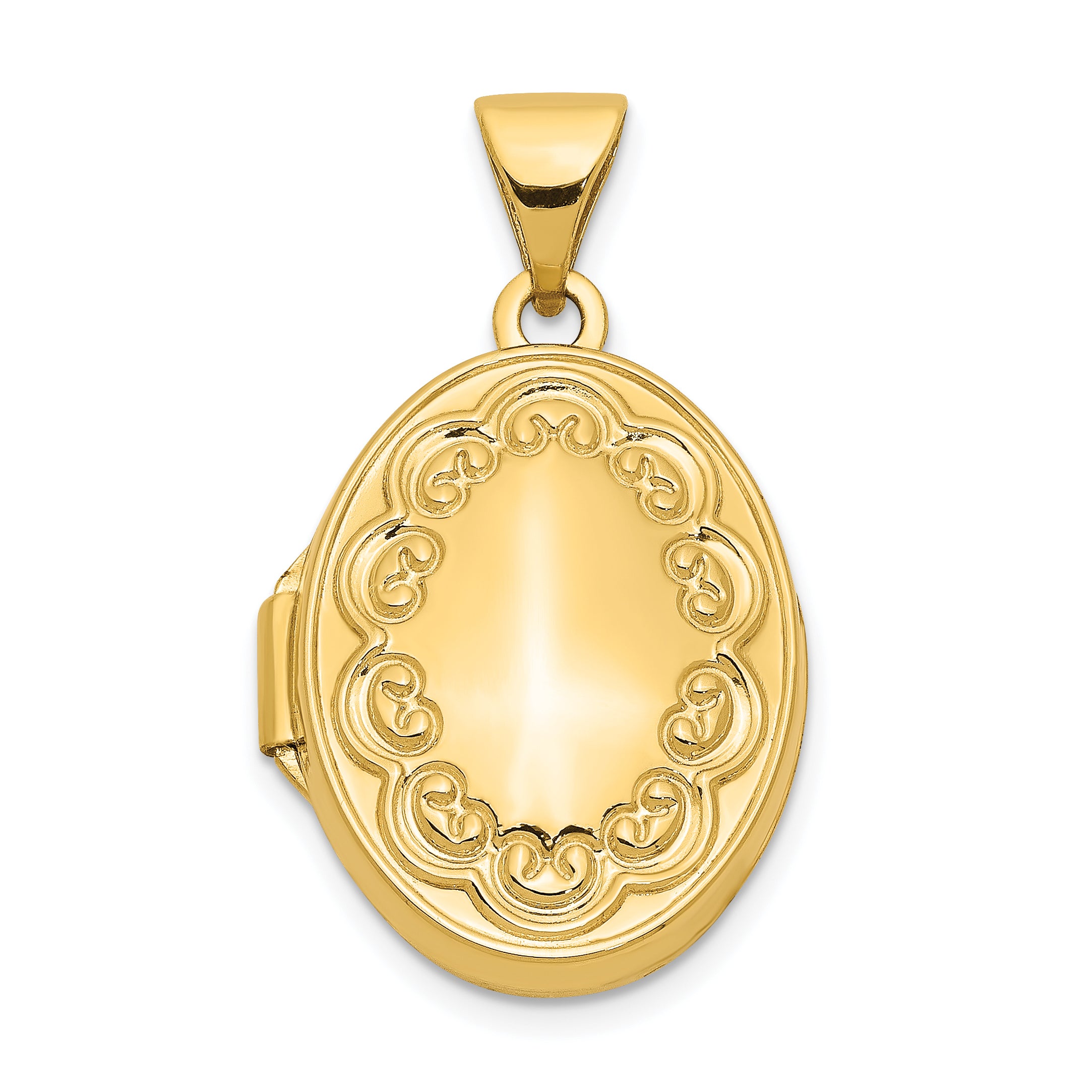 14 Karat Yellow Gold Oval Locket on 18-inch Cable Rope Chain J82006