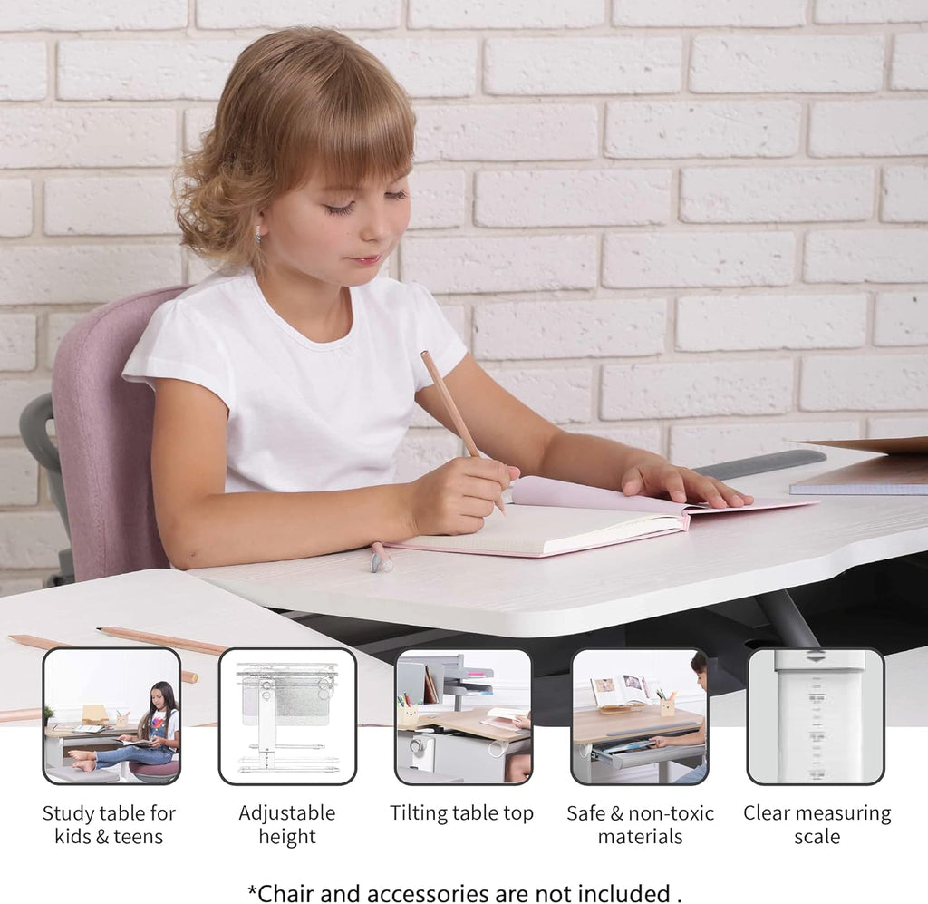 L-Shaped Study Desk with Adjustable Height and Tilt O32488