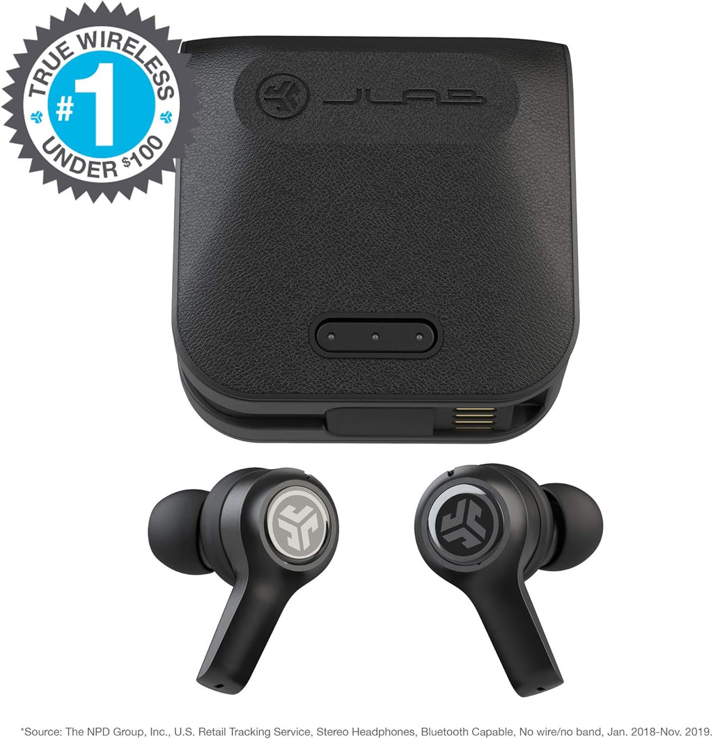 True Wireless Bluetooth Earbuds with Charging Case, Black, Bluetooth 5.0, Pack of 2 D47987