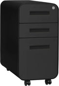 3-Drawer Mobile File Cabinet, White/Red T173