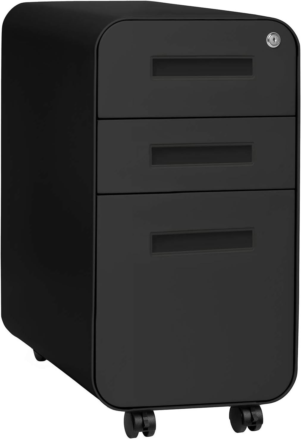 3-Drawer Mobile File Cabinet, White/Red T173
