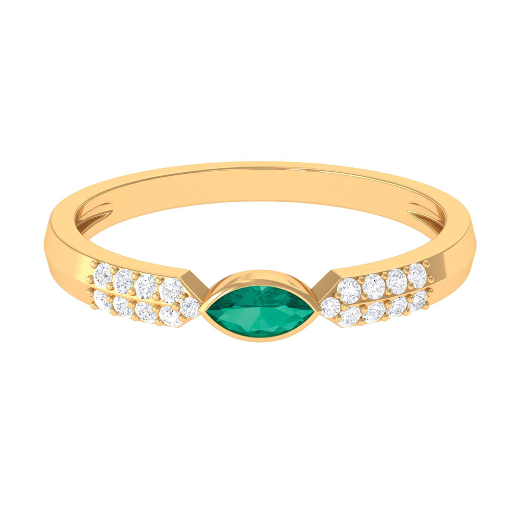 14K Yellow Gold Emerald Promise Ring with Diamond F790698