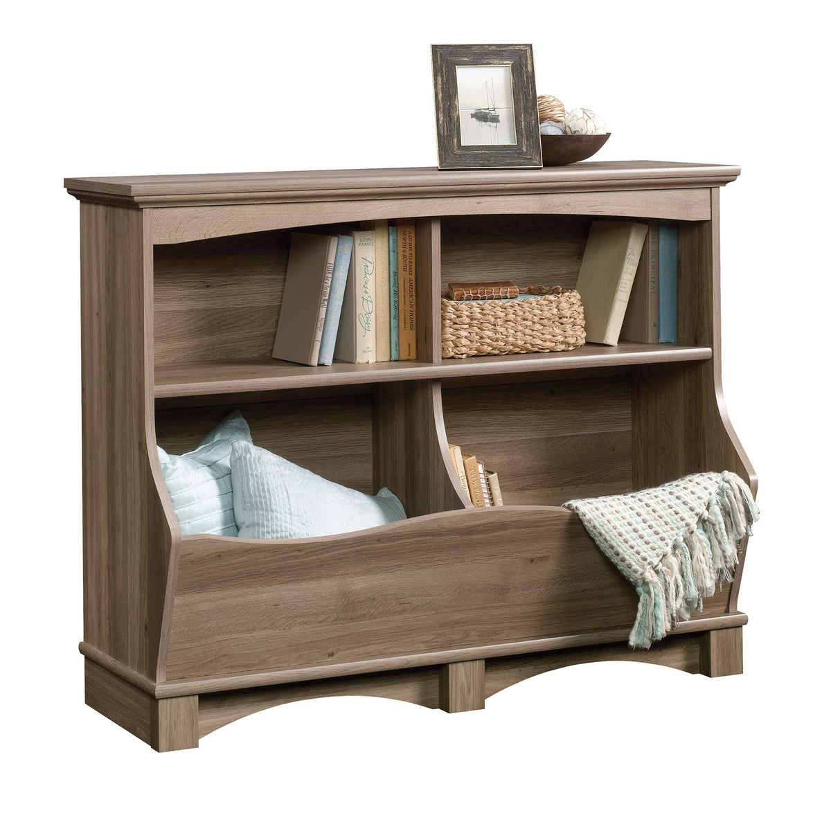 4-Shelf Bin Bookcase, Salt Oak Q200