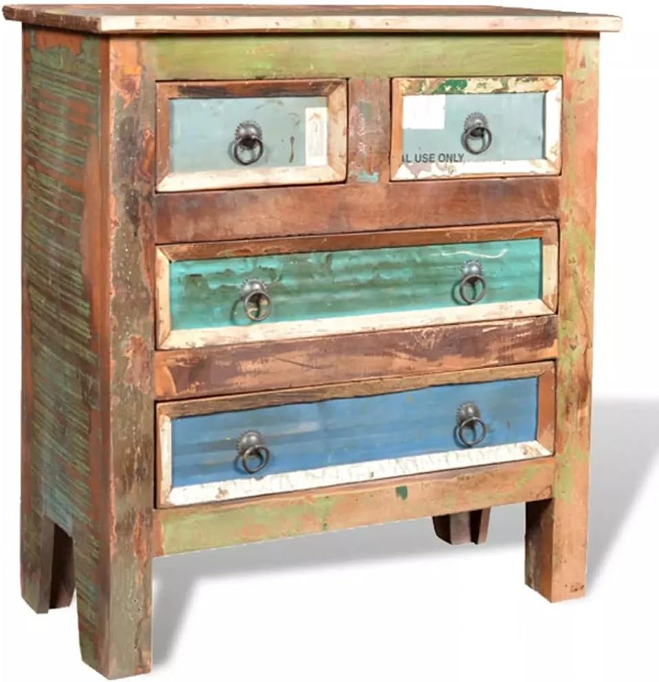 Solid Reclaimed Wood Cabinet 4 Drawers Sideboard N9869