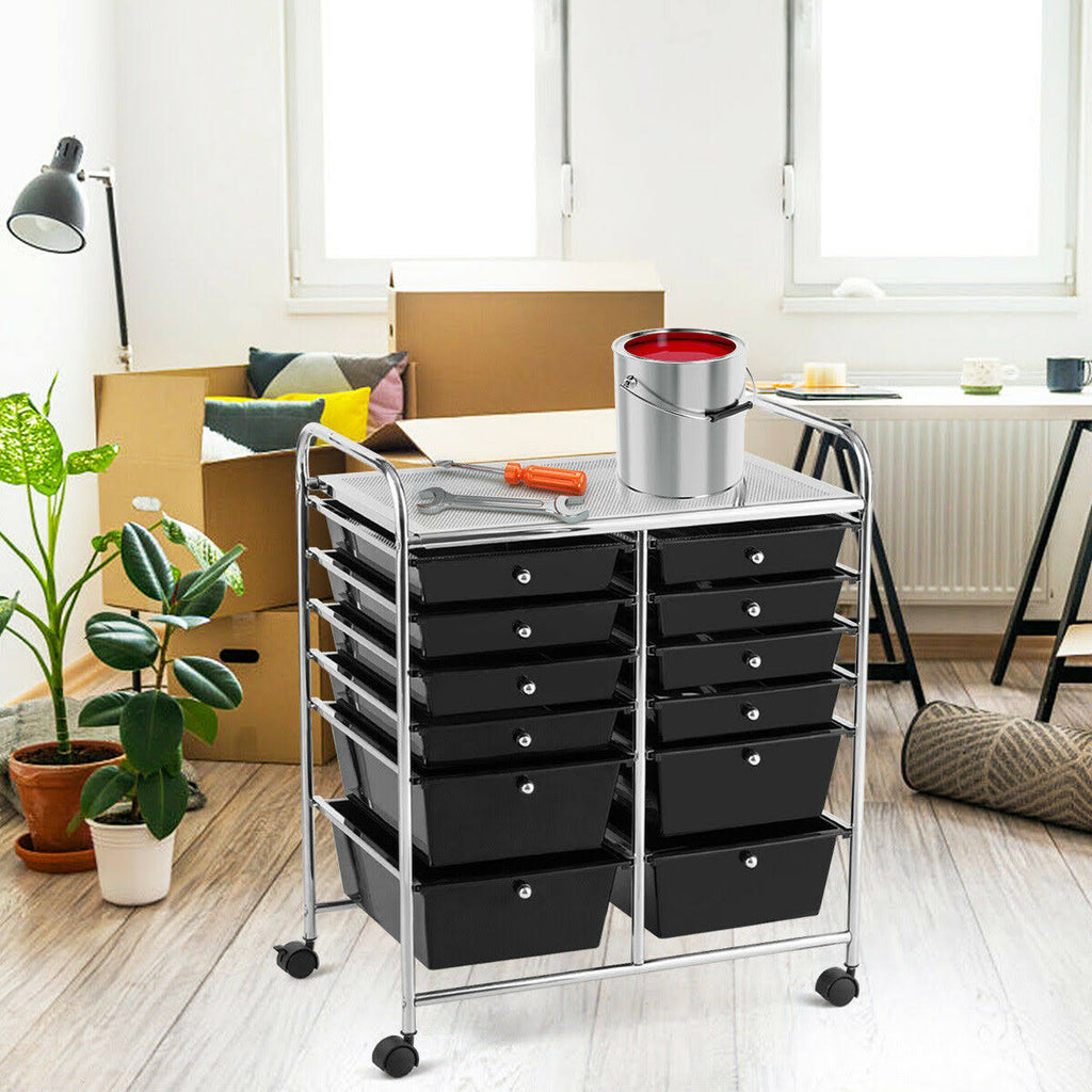 12 Drawers Black Rolling Storage Cart C956349