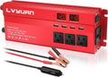 1000W/2000W Surge Car Power Inverter DC 12V to 110V AC with 4 Outlets, 4 USB Ports and LED Display, Black Pack of 2 O4954
