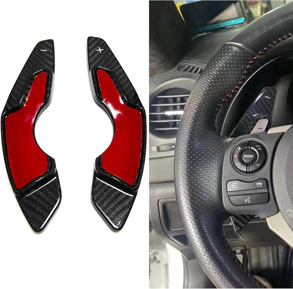 2pcs Real Carbon Fiber Steering Wheel Paddle Shift Extensions (Red, Black) Z5983
