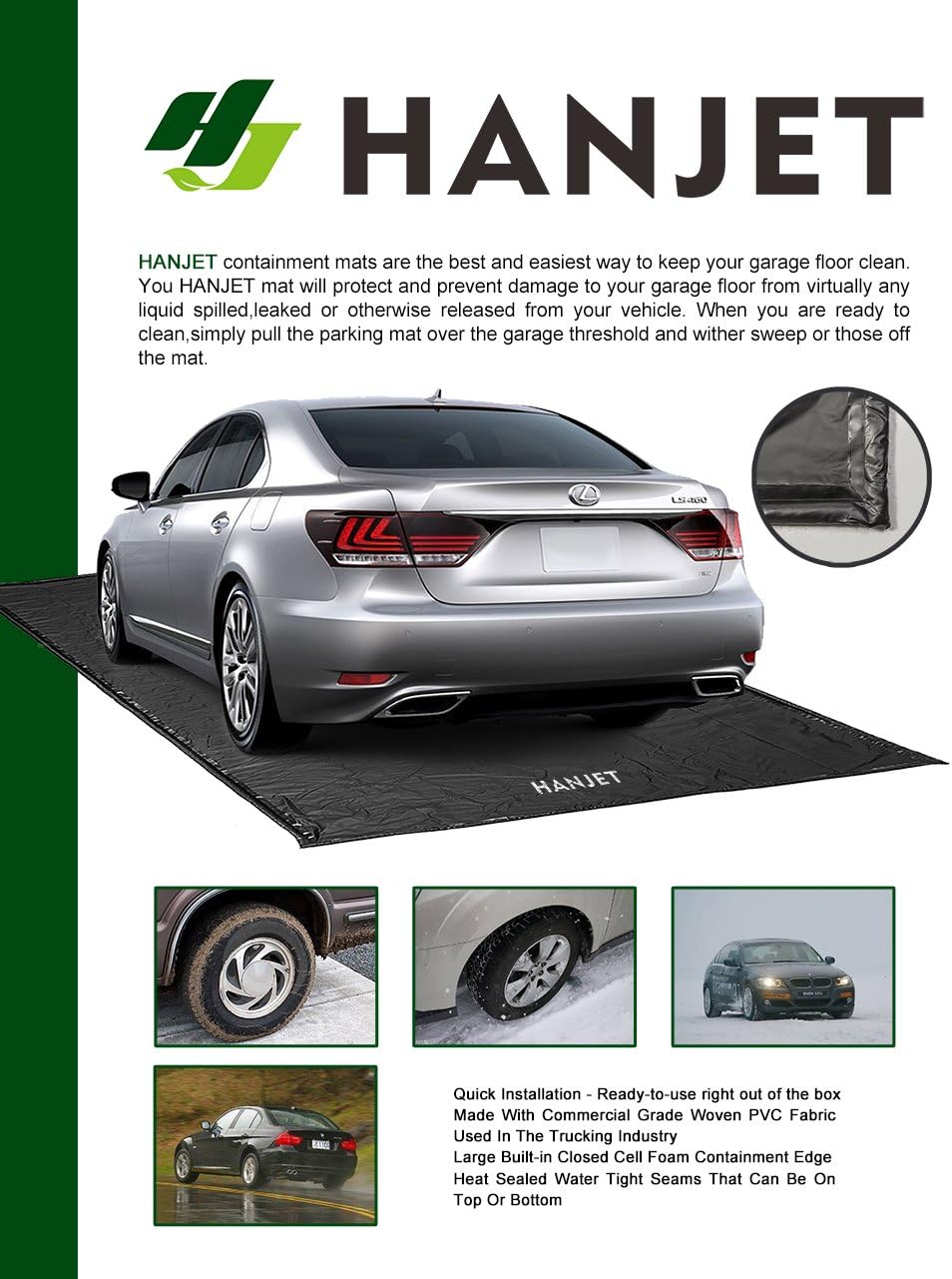 Black Garage Car Floor Mat A3823