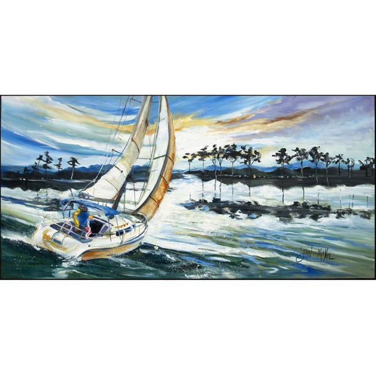 Sailboats Lake Martin Runner Mat, 28 x 58 in. T739