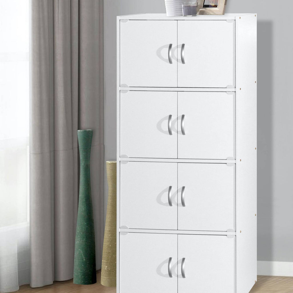 White 4-Shelf 8-Door Multipurpose Cabinet C8598