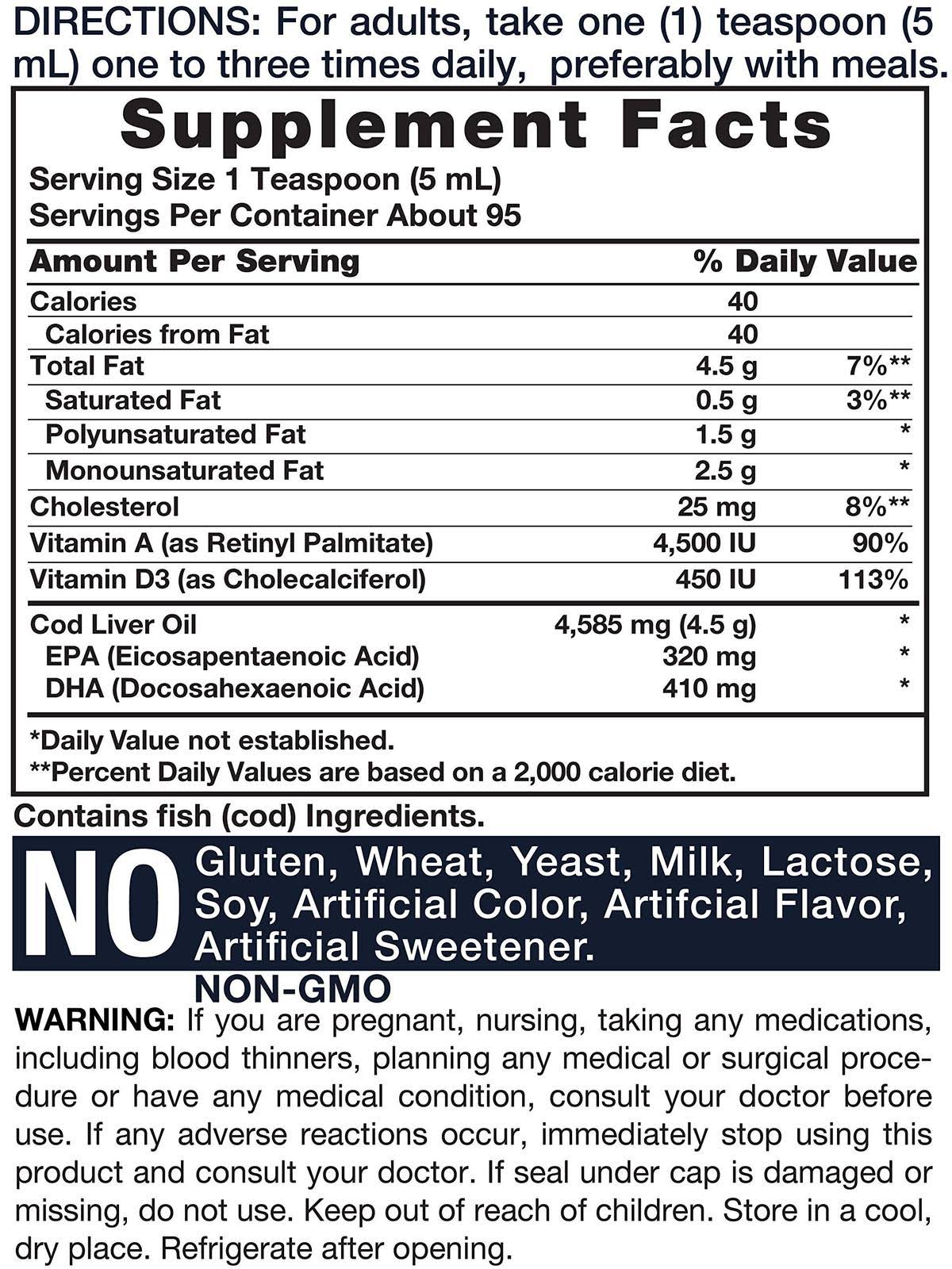 Cod Liver Oil Norwegian 16 fl oz 3 Bottles Liquid L3040