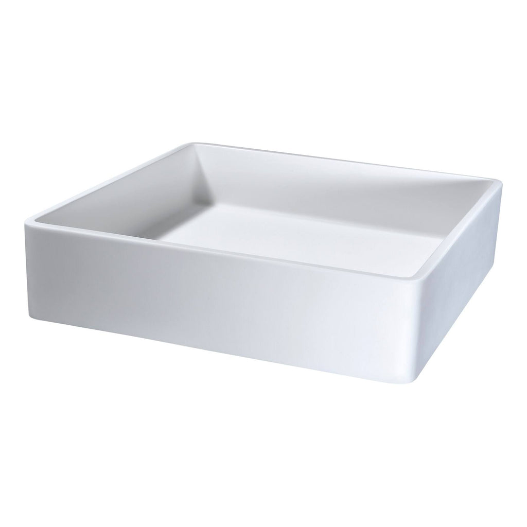 Matte White Solid Surface Vessel Sink with Pop Up Drain R9925