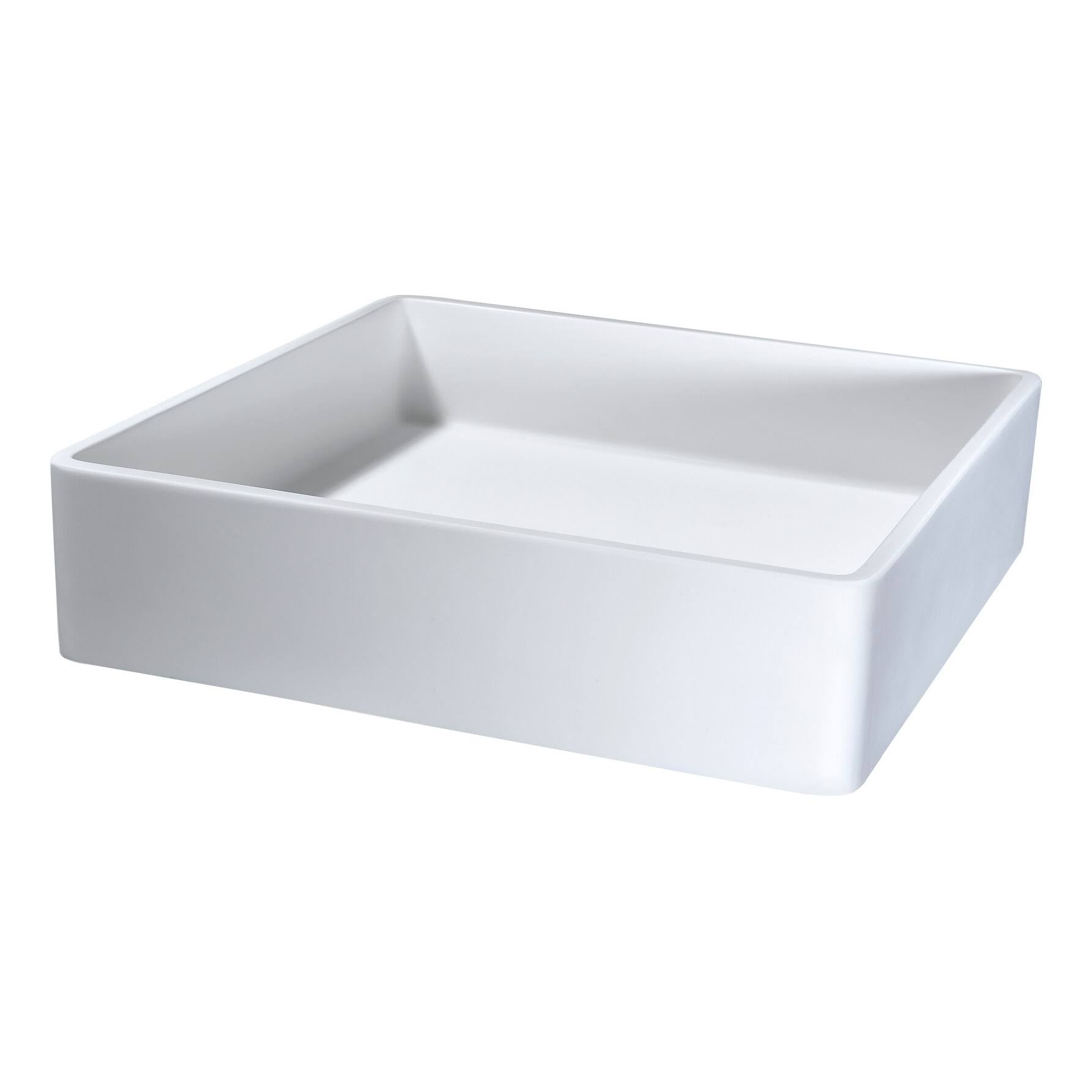 Matte White Solid Surface Vessel Sink with Pop Up Drain R9925