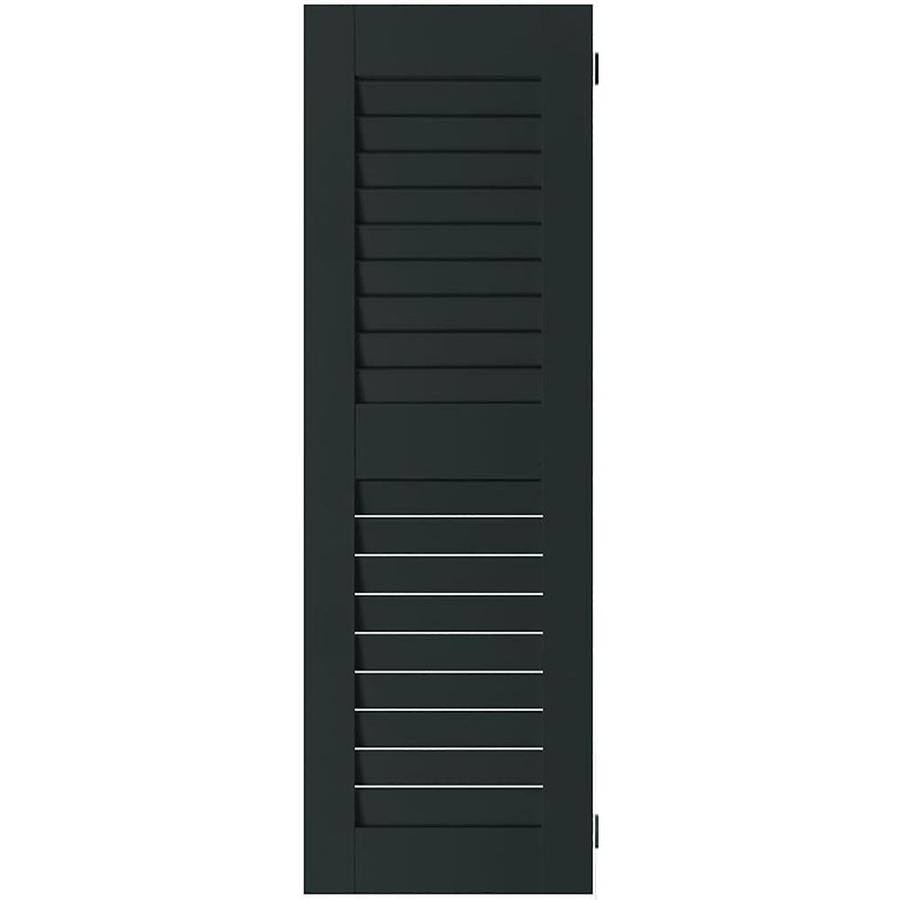2-Pack 18-in W x 39-in H Black Forest Green Louvered Wood Exterior Shutters R96928