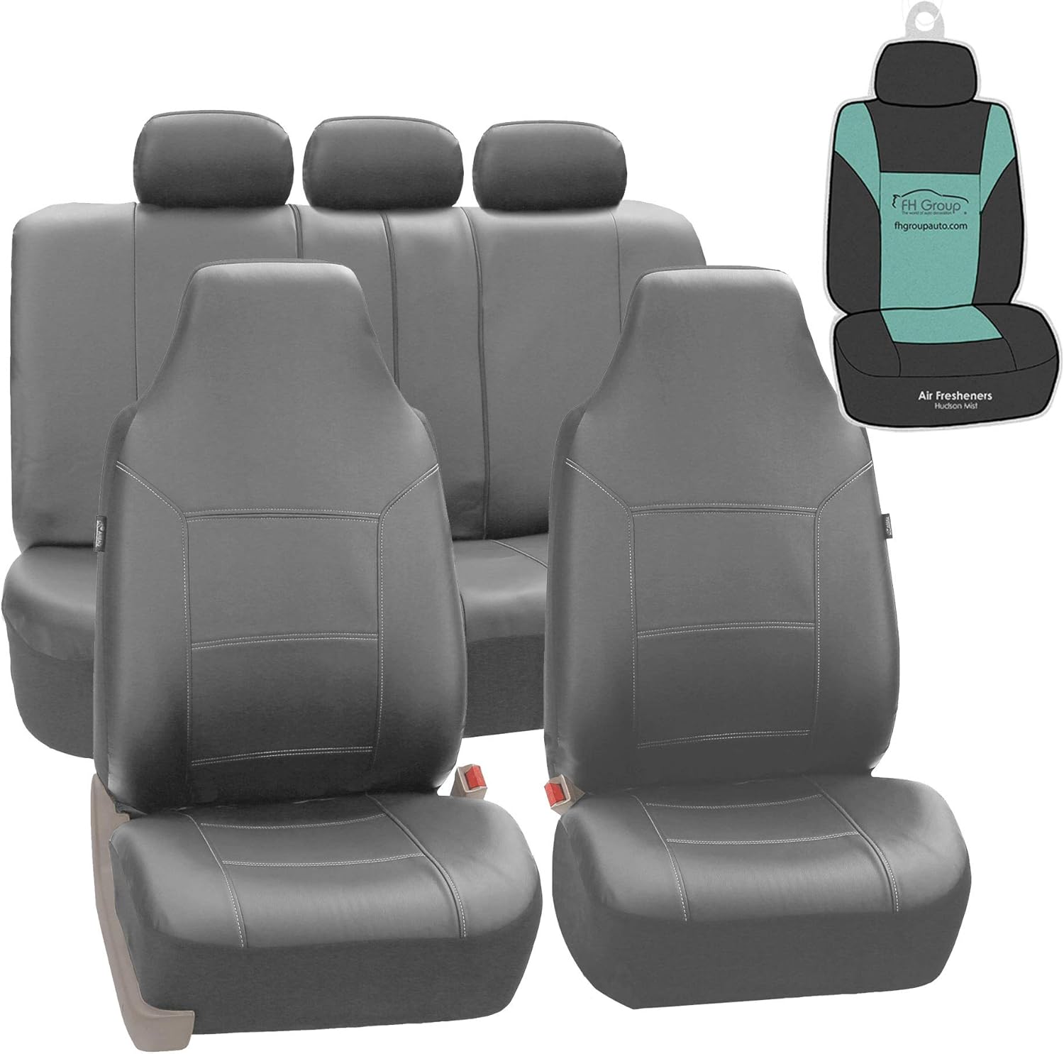 Gray Leather Seat Covers Full Set Pack of 2 O669299
