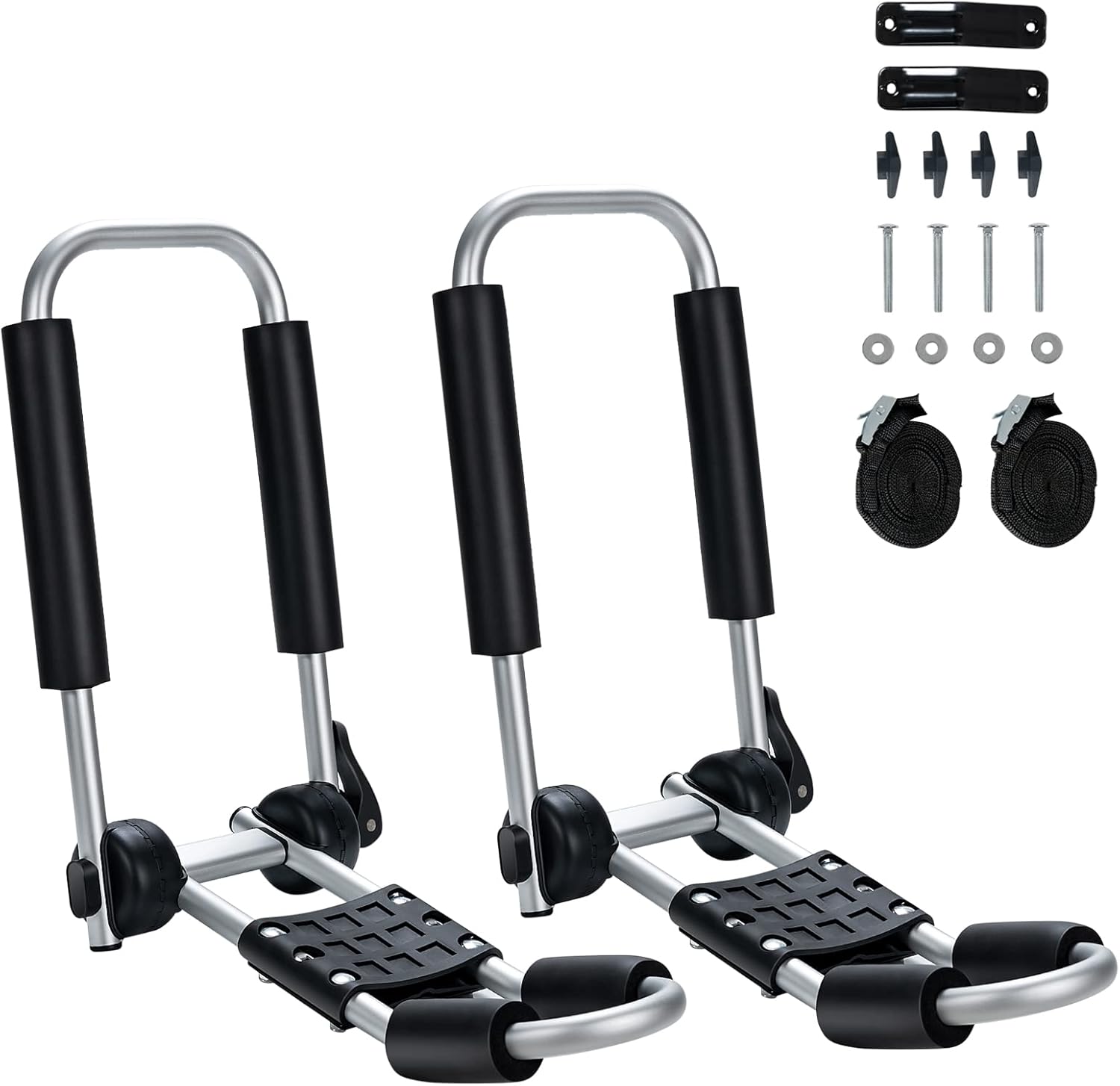 2 Pair Folding Kayak Roof Rack with Ratchet Lashing Straps N644