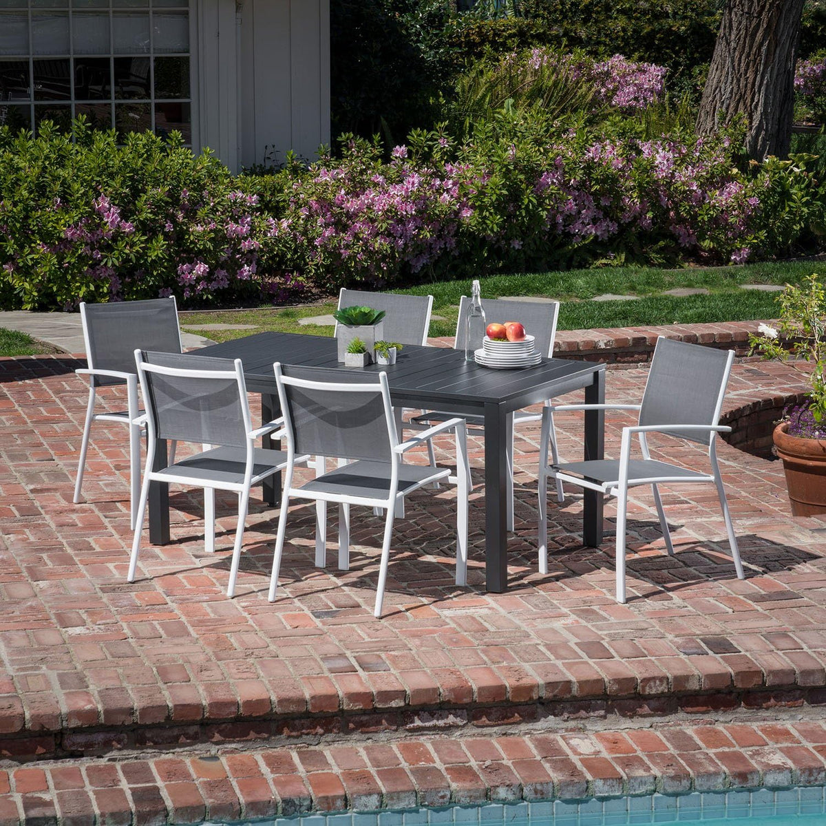 7-Piece Outdoor Dining Set with 6 Sling Chairs and Dining Table F2862