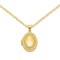 14 Karat Yellow Gold Oval Locket on 18-inch Cable Rope Chain J82006