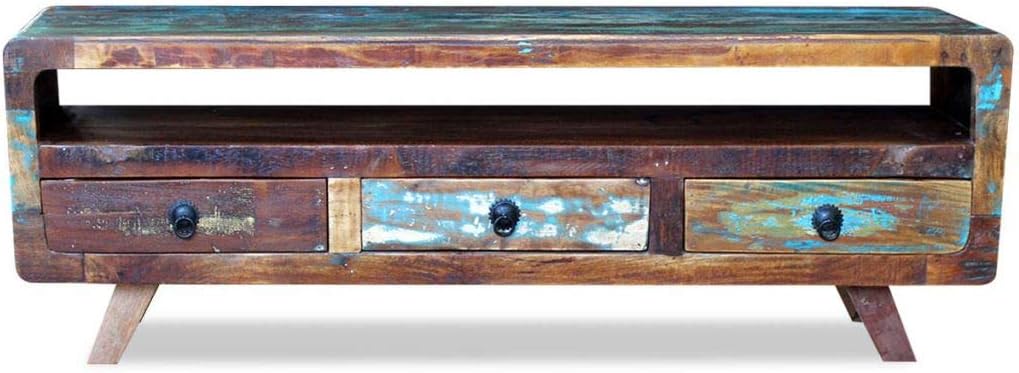 Vintage TV Stand with 3 Drawers Solid Reclaimed Wood Y937182