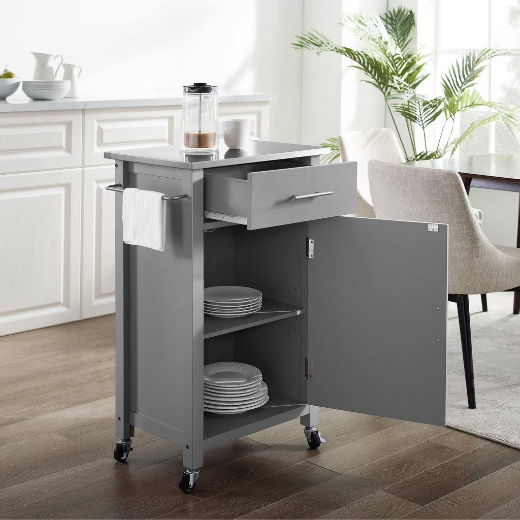 Gray Stainless Steel Top Kitchen Island Cart U5073
