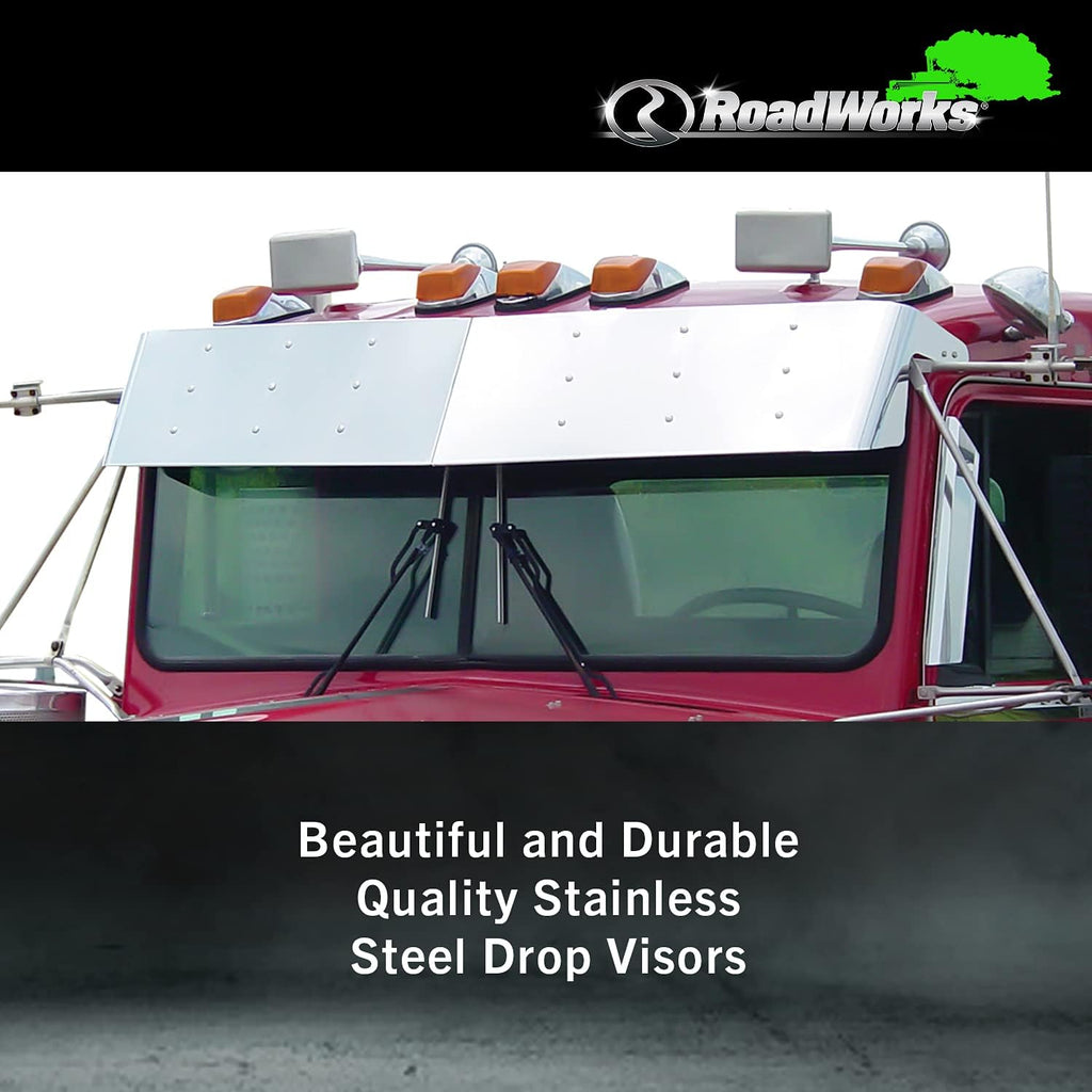 Stainless Steel 12” Drop Visor for Kenworth W900 Style Cab L735
