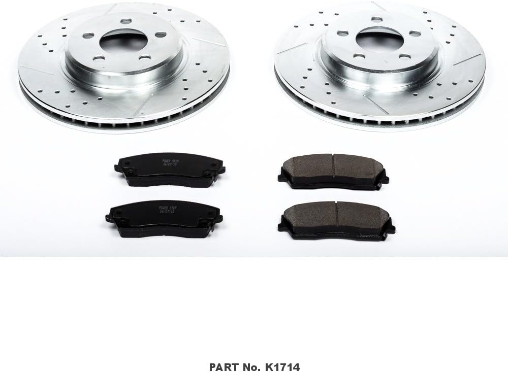 Front Z23 Carbon Fiber Brake Pads with Drilled & Slotted Brake Rotors Kit C675