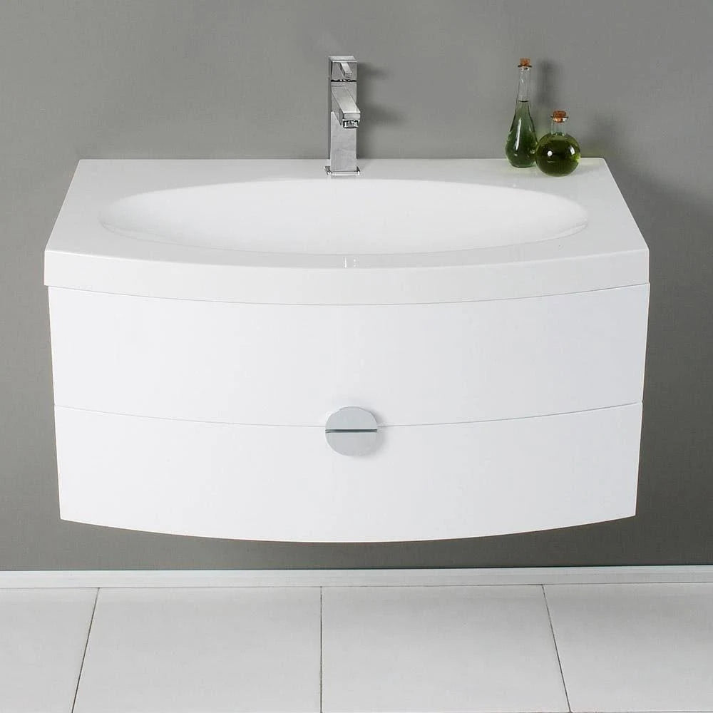 Orange Modern Bathroom Cabinet with Integrated Sink X870819