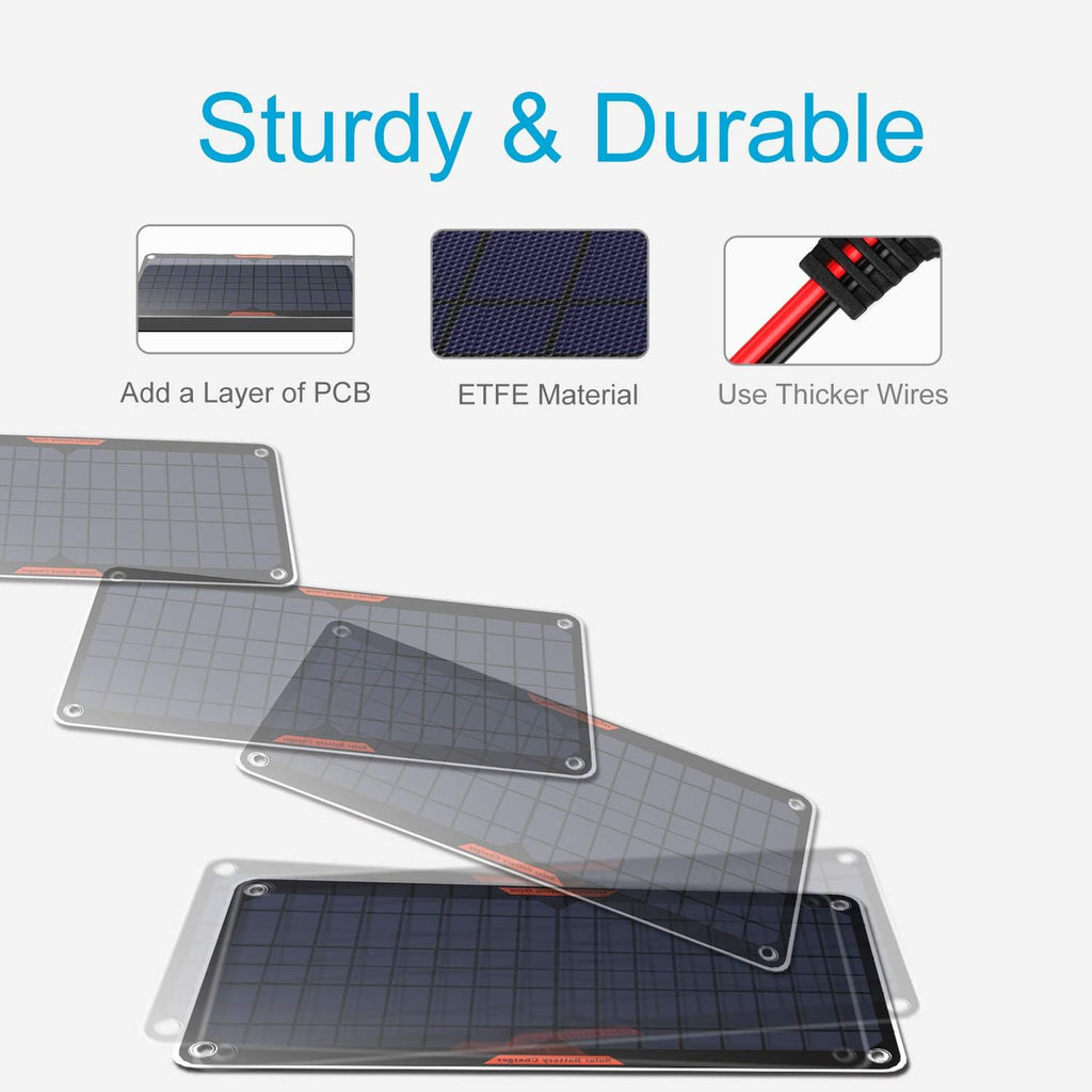 10W 12V Solar Panel Car Battery Charger Portable Waterproof Trickle Charger & Maintainer with Cigarette Lighter Plug & Alligator Clip Pack of 2 V2042