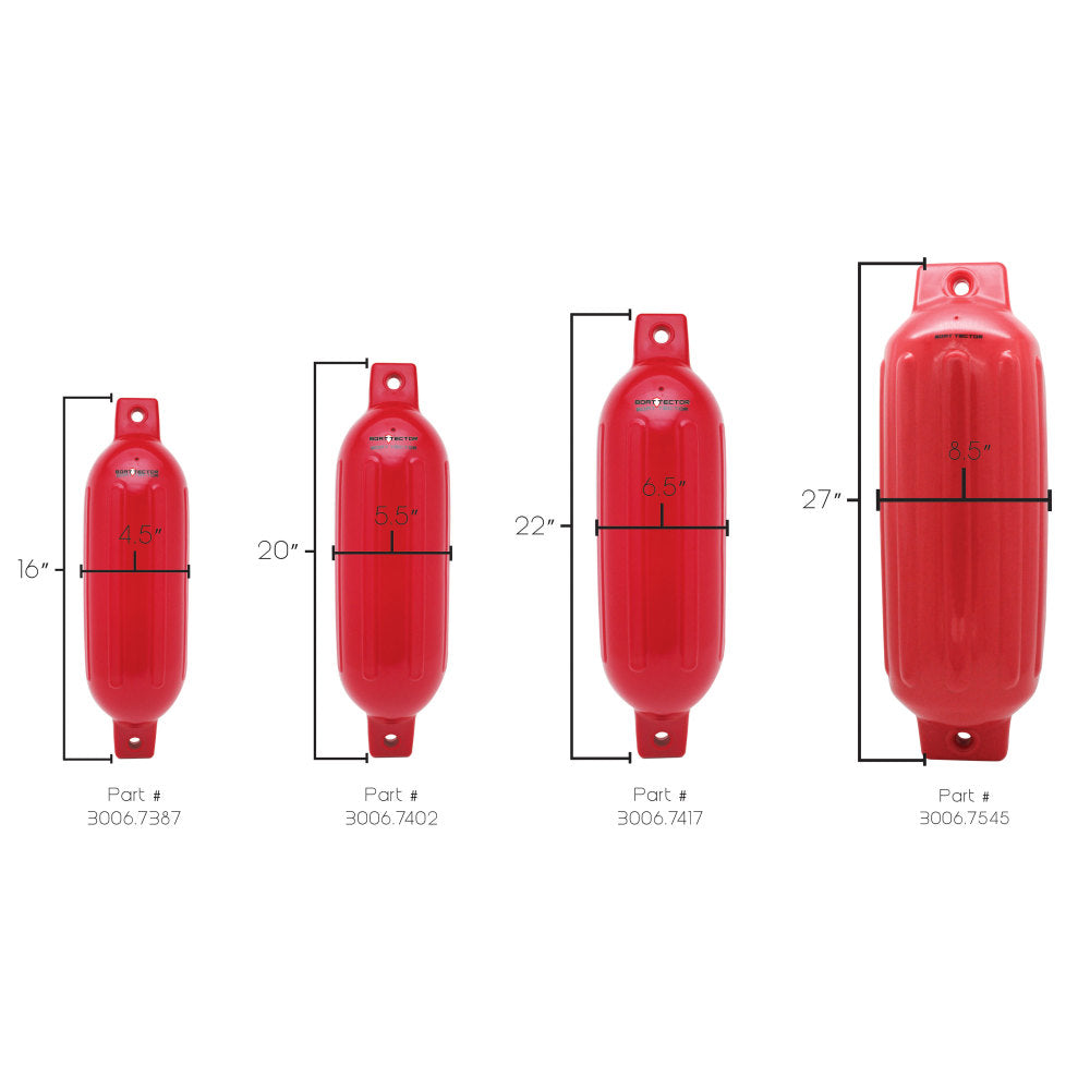 Red Inflatable Boat Fenders 2-Pack 10 In. x 30 In. S18087