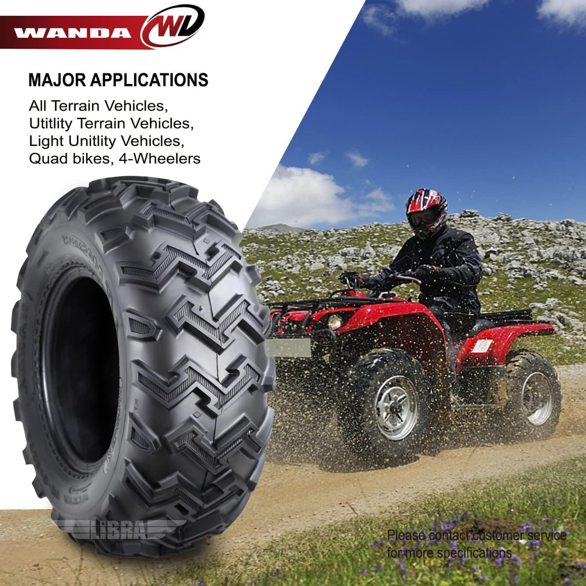 Set of 4 ATV UTV Tires 22x8-10 Front & 22x11-10 Rear 6 Ply K112