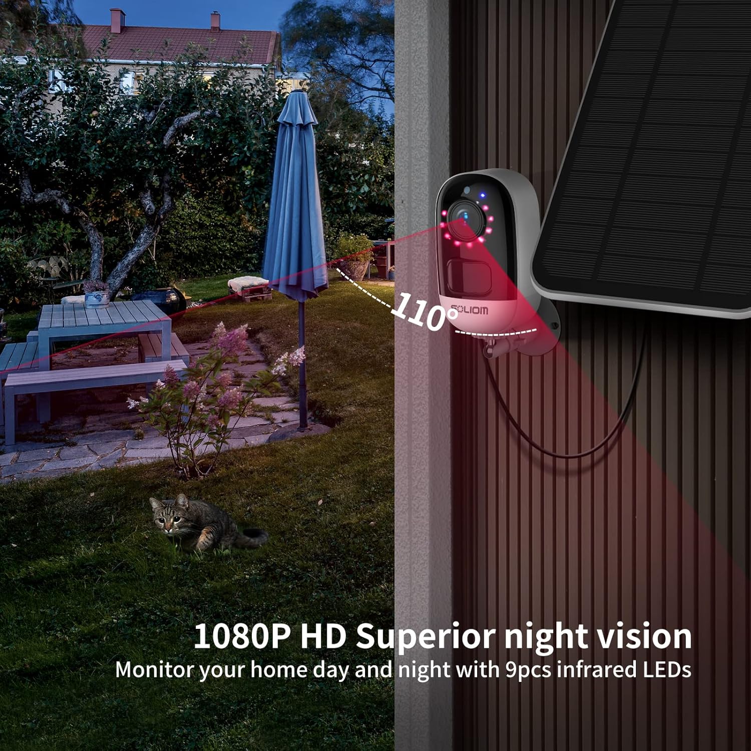 1080P Wireless Outdoor Solar Security Camera with Night Vision A841