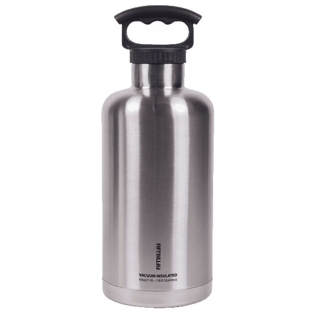 64oz Stainless Steel Tank Growler with 3 Finger Grip Cap K63414