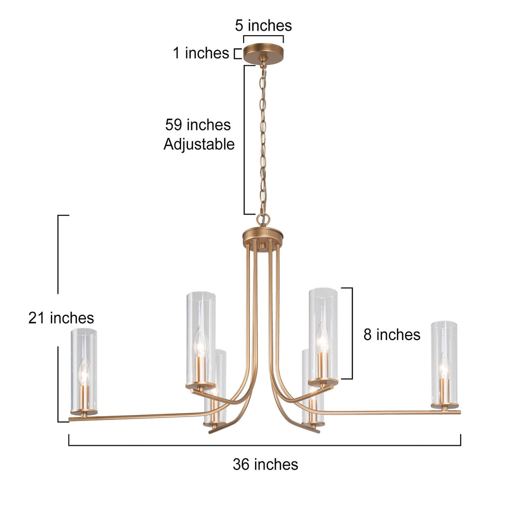 6-Light Gold Glass Chandelier K84207