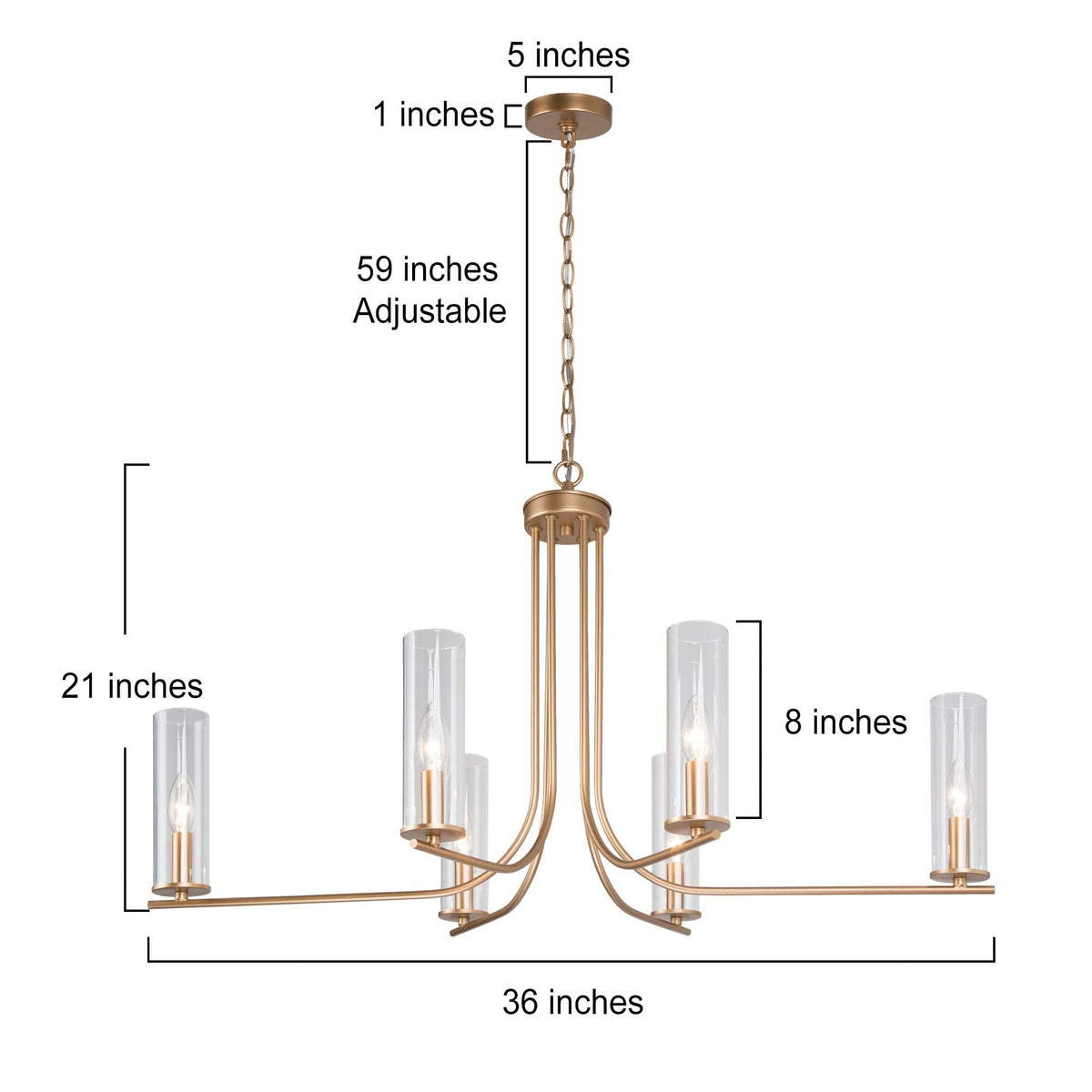 6-Light Gold Glass Chandelier K84207