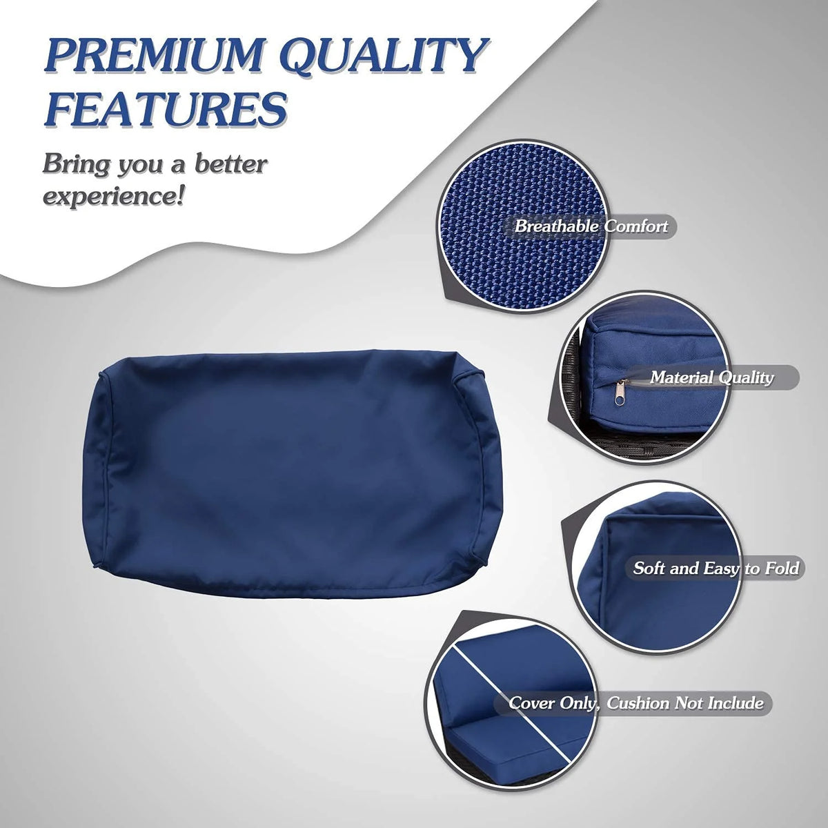 7 Pcs Outdoor Patio Wicker Sofa Chair Cushions Pillow Replacement Covers, Dark Blue R154102