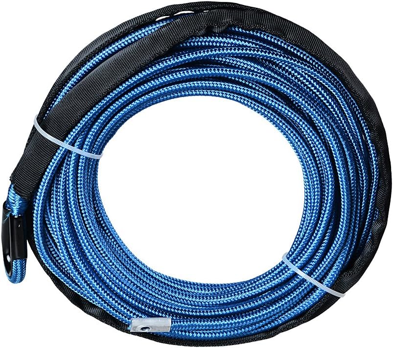 85ft x 3/8 inch Synthetic Winch Line Rope with Heat Rock Guard T394