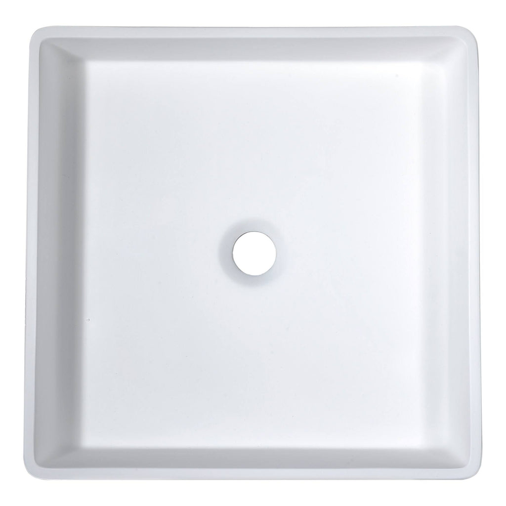 Matte White Solid Surface Vessel Sink with Pop Up Drain R9925