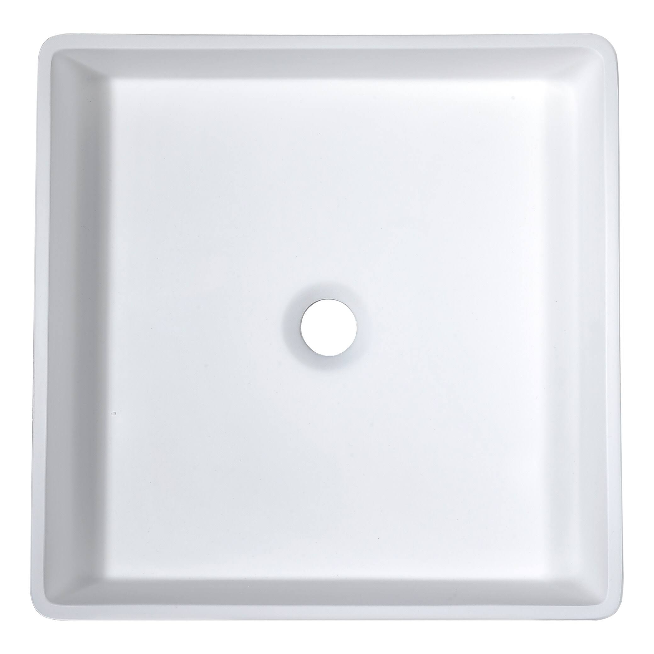 Matte White Solid Surface Vessel Sink with Pop Up Drain R9925