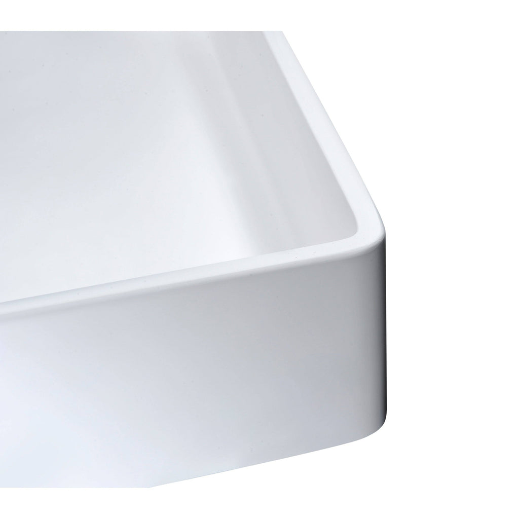 Matte White Solid Surface Vessel Sink with Pop Up Drain R9925