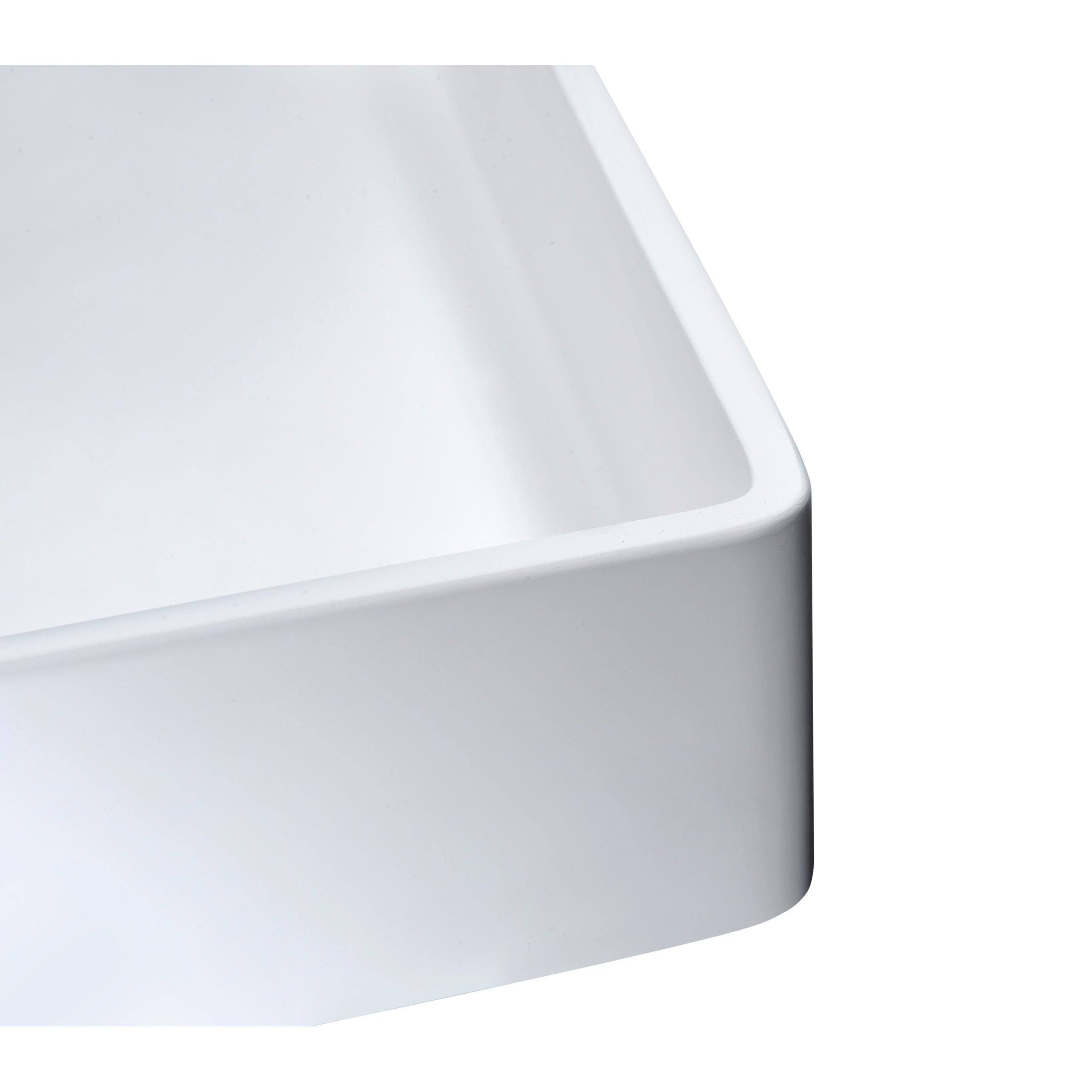 Matte White Solid Surface Vessel Sink with Pop Up Drain R9925