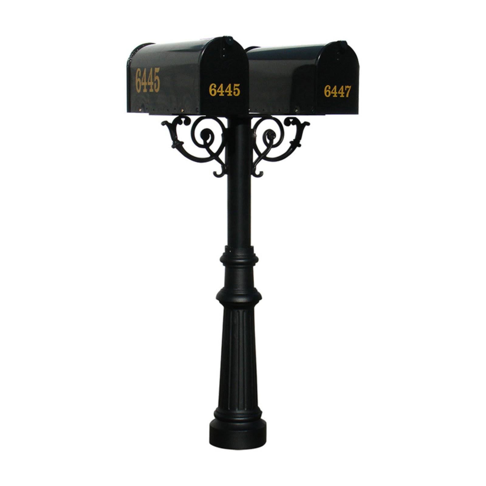 Twin Post Mailbox System with Fluted Base L1038