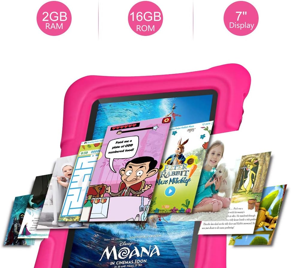 7 inch IPS HD Display Kids Tablet with Kid-Proof Case, 16GB, Pink, Pack of 2 N779668
