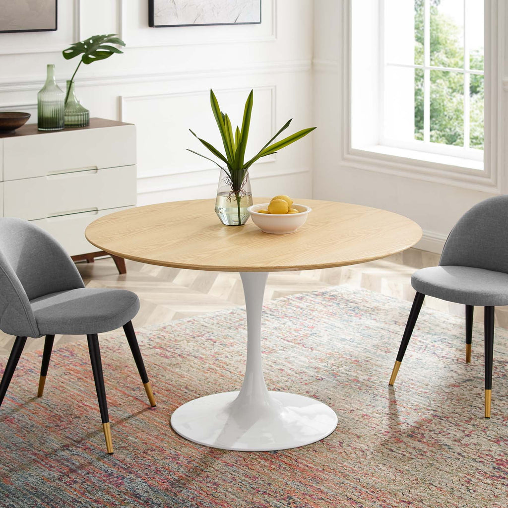 Round Natural Brown Wood Dining Table H684