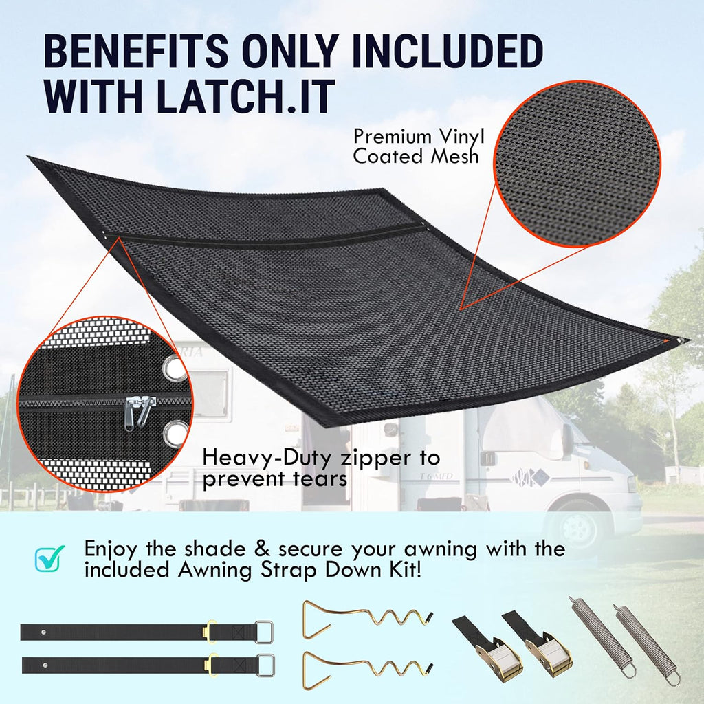 RV Awning Shade Screen 8x15.3’ with Zipper M9840