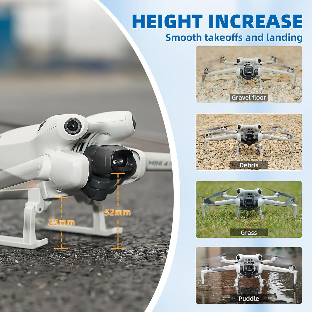 Foldable Extension Leg Stand Protector Kit for Mini 4 Pro Drone Z6992