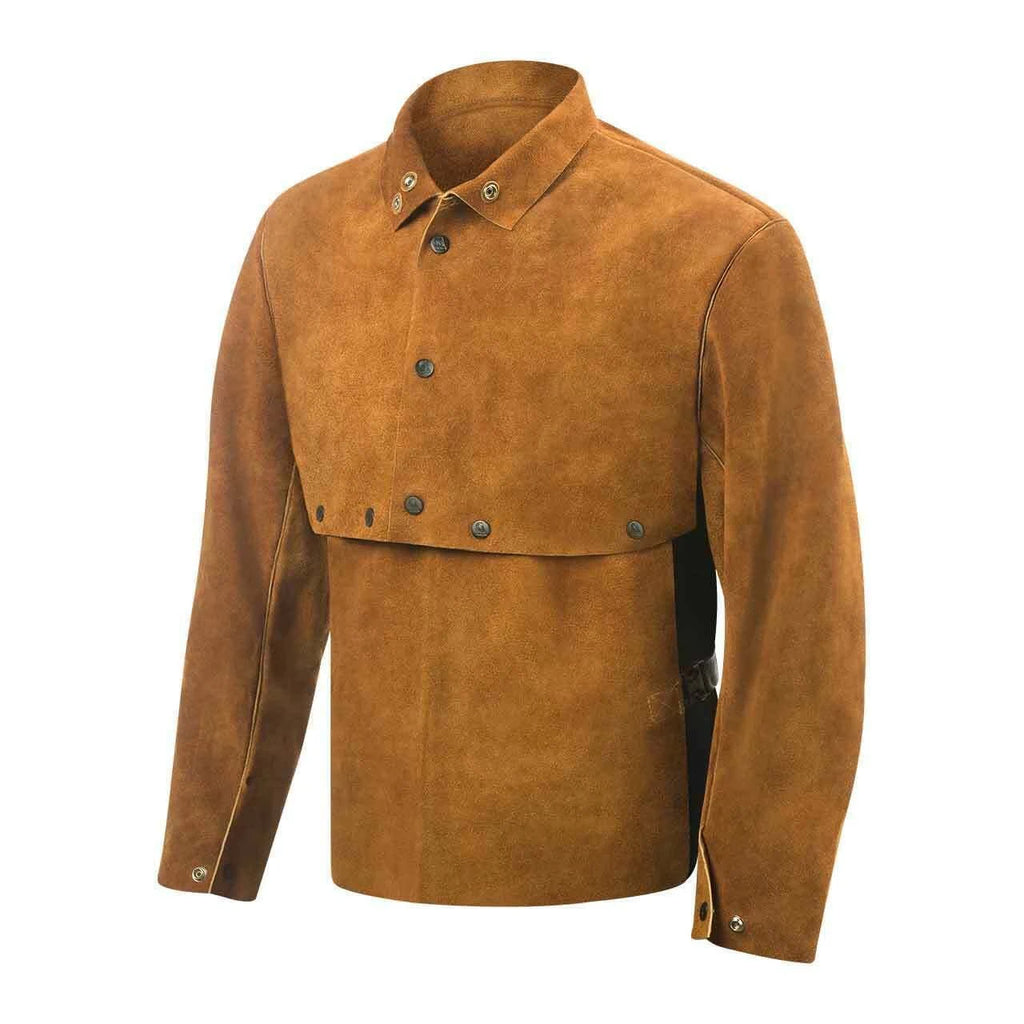 Cowhide Welding Cape Sleeves with Bib Brown 3X-Lrg F5269