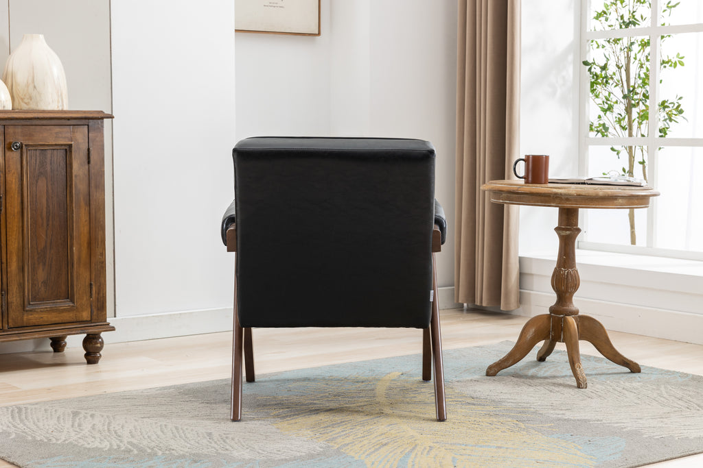 Mid-Century Modern Accent Chair with Solid Wood Armrest Z4497