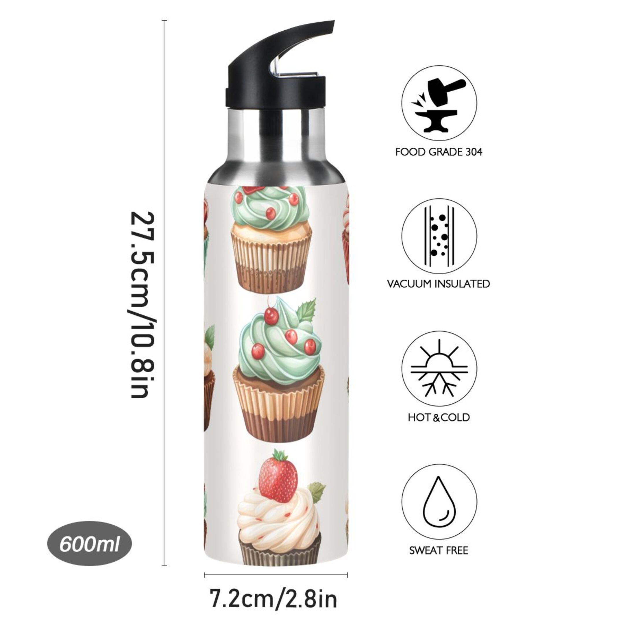 Insulated Stainless Steel Water Bottle with Straw Lid 20 oz E2781